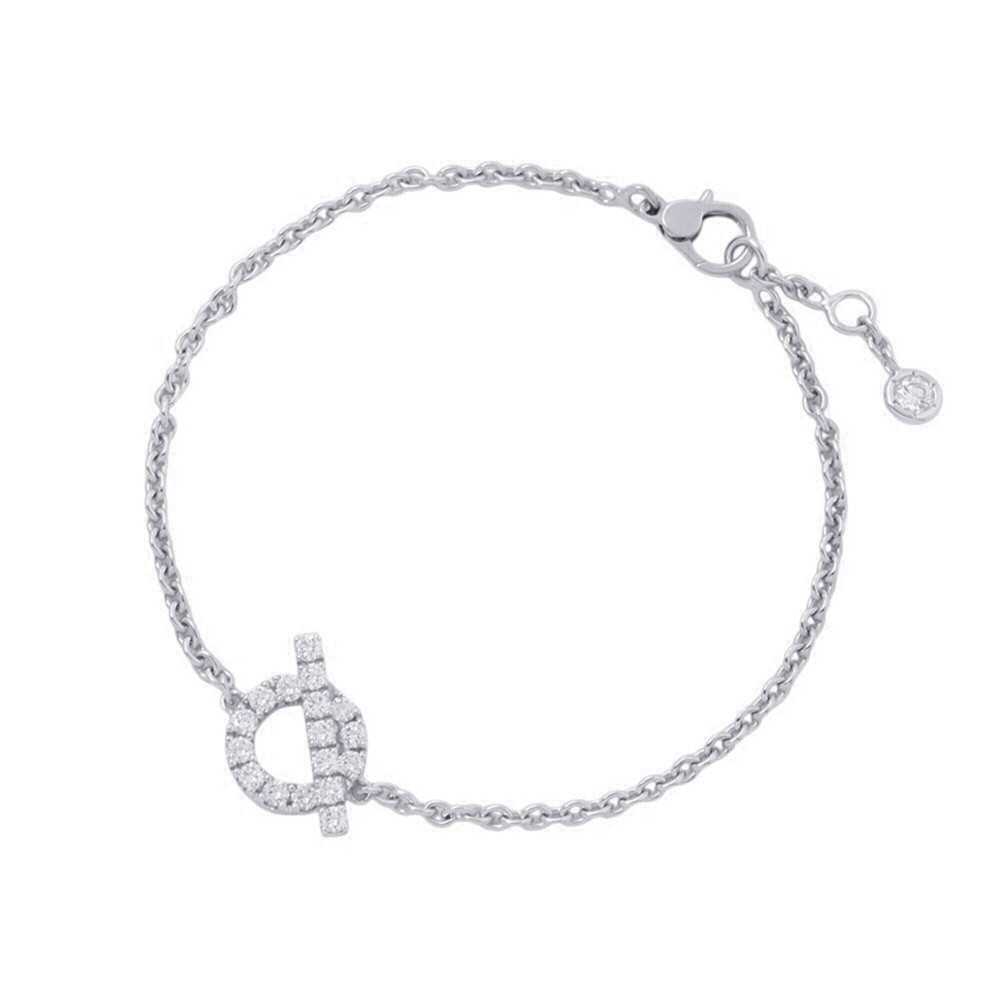 HERMES 18k Silver Diamond Charm Bracelet
